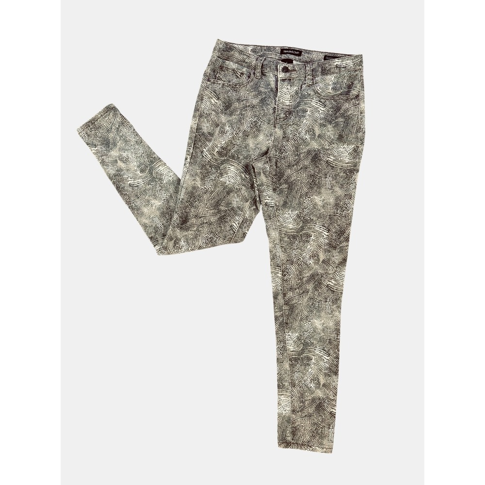Needle & Cloth Cream Olive Abstract Print Skinny Ankle Jeans Size 4